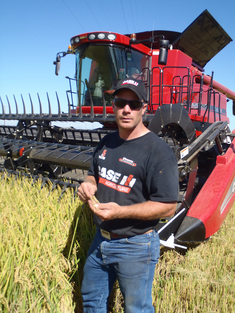 Brian Thiel on his rice farm in Northern California.
