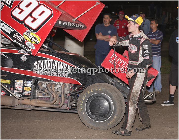 Kyle Larson of Elk Grove after the race at Calistoga Speedway. Photo courtesy of stevesracingphotos.com.