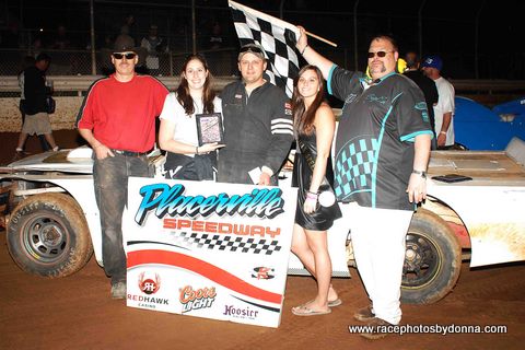 Placerville native, Chris Curtiss won the Pure Stock division. Photo by Donna Peter.