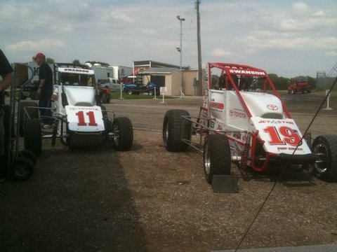 In the pits before Saturday night's USAC Midget race in Haubstadt, IN.