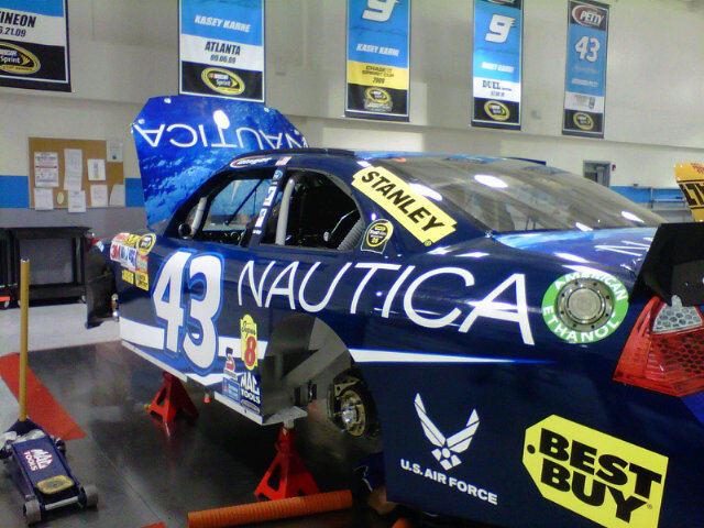 Nautica was the new sponsor on A.J.'s #43 Ford this week.