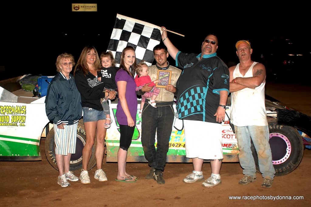 Dan Brown Jr. from Grass Valley wins the Limited Late Model division. Photo by Donna Peter.