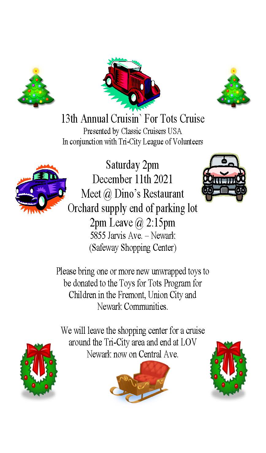 Classic Cruisers Cruisin For Tots Toy Drive