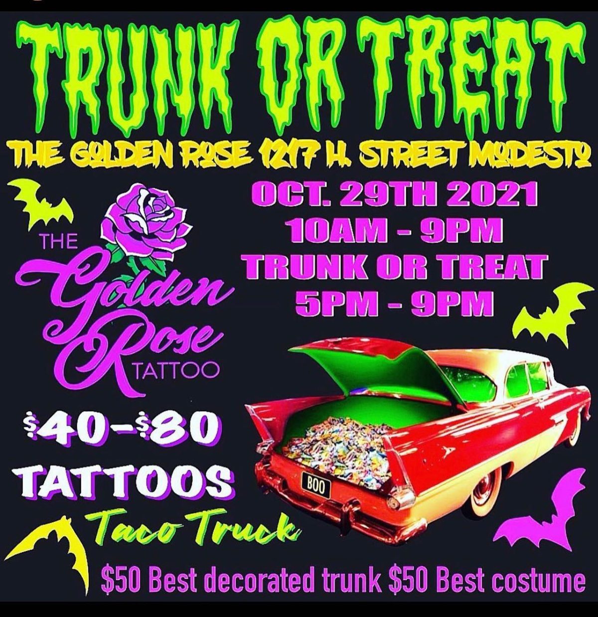 Golden Rose Tattoo Trunk or Treat