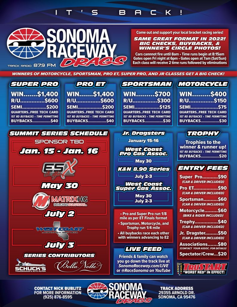Sonoma Raceway ET Bracket Series Drag Races