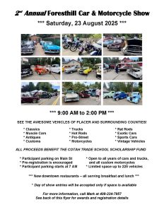 2025 Foresthill Car & Motorcycle Show Flyer